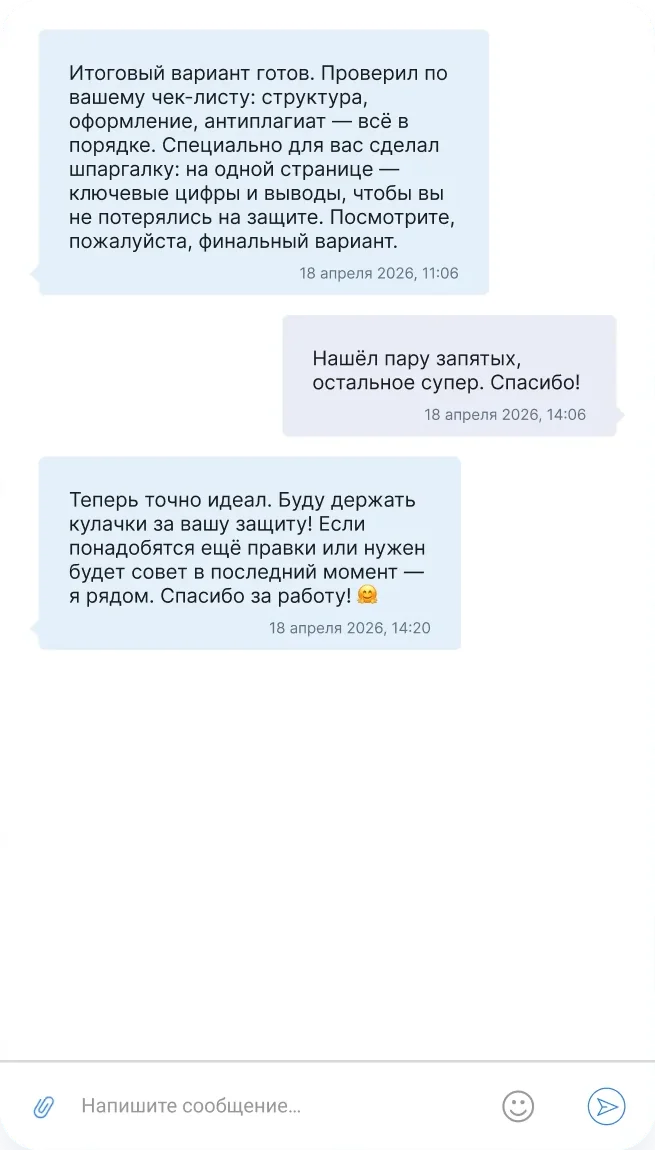 Переписка с экспертом: финальный вариант работы